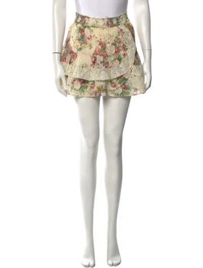 Pre-owned Loveshackfancy Floral Print Mini Skirt In Neutrals