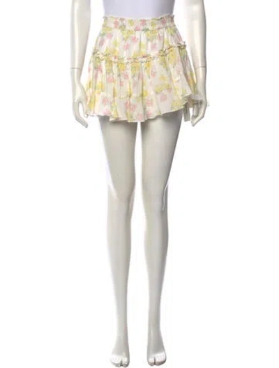 Pre-owned Loveshackfancy Floral Print Mini Skirt In Neutrals