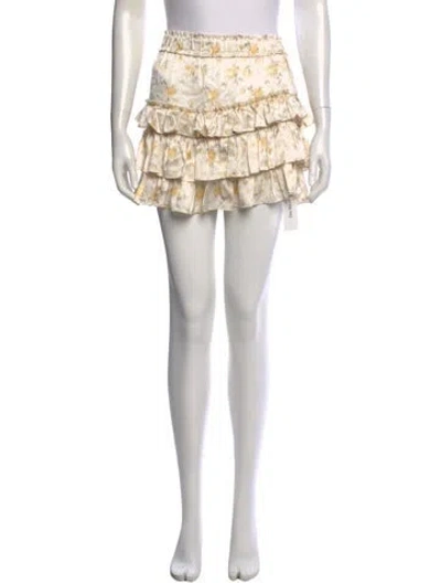 Pre-owned Loveshackfancy Floral Print Mini Skirt In Neutrals