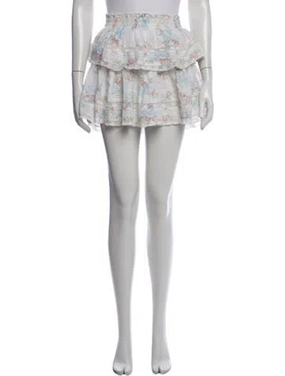 Pre-owned Loveshackfancy Floral Print Mini Skirt In Neutrals