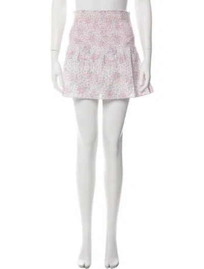 Pre-owned Loveshackfancy Floral Print Mini Skirt In Neutrals