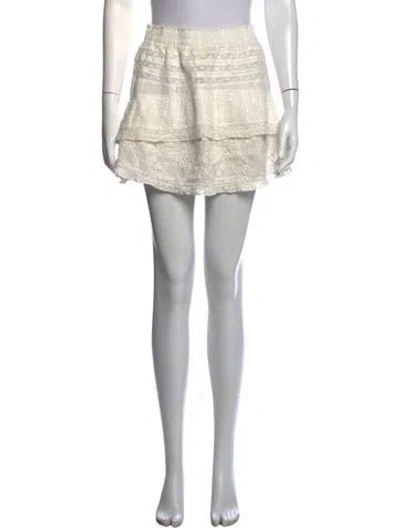 Pre-owned Loveshackfancy Floral Print Mini Skirt In Neutrals