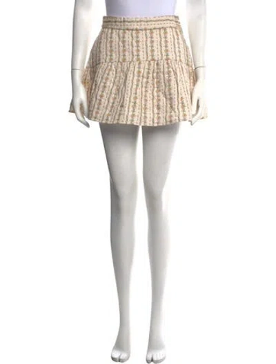Pre-owned Loveshackfancy Floral Print Mini Skirt In Neutrals