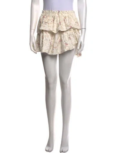 Pre-owned Loveshackfancy Floral Print Mini Skirt In Neutrals