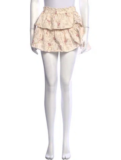 Pre-owned Loveshackfancy Floral Print Mini Skirt In Neutrals