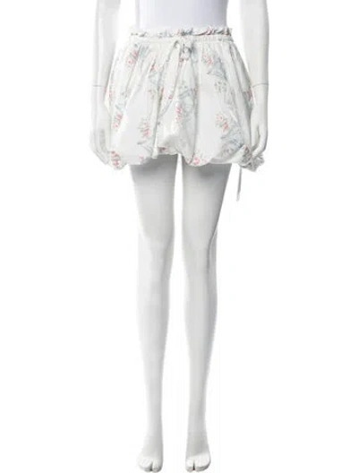 Pre-owned Loveshackfancy Floral Print Mini Skirt In Neutrals