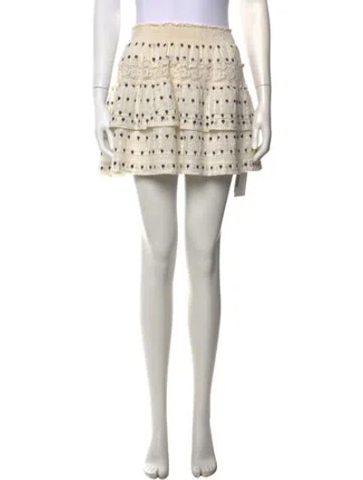 Pre-owned Loveshackfancy Floral Print Mini Skirt In Neutrals