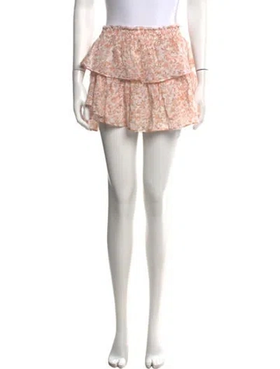 Pre-owned Loveshackfancy Floral Print Mini Skirt In Neutrals/pink