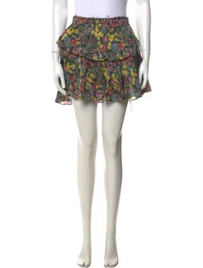 Pre-owned Loveshackfancy Floral Print Mini Skirt In Neutrals/white