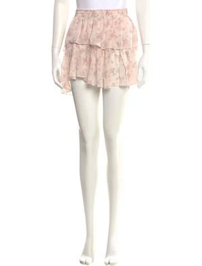 Pre-owned Loveshackfancy Floral Print Mini Skirt In Pink