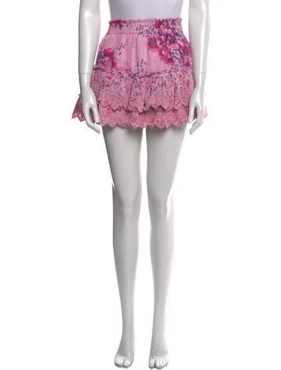 Pre-owned Loveshackfancy Floral Print Mini Skirt In Pink
