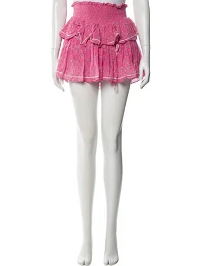 Pre-owned Loveshackfancy Floral Print Mini Skirt In Pink