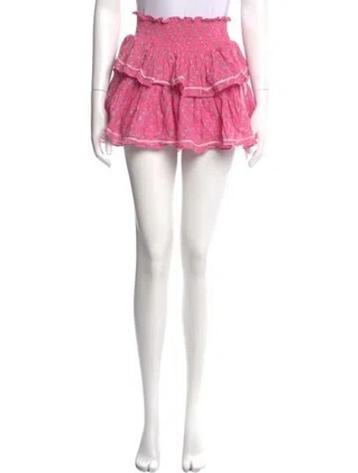 Pre-owned Loveshackfancy Floral Print Mini Skirt In Pink