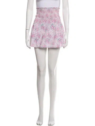 Pre-owned Loveshackfancy Floral Print Mini Skirt In Pink