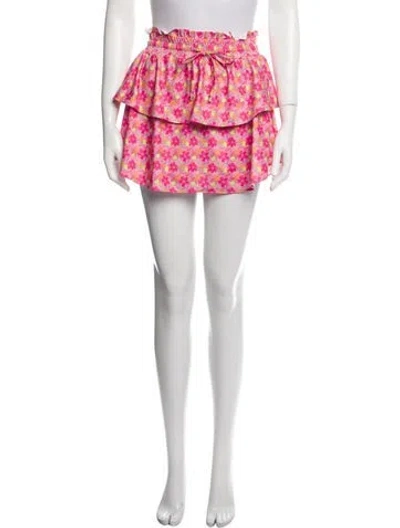 Pre-owned Loveshackfancy Floral Print Mini Skirt In Pink