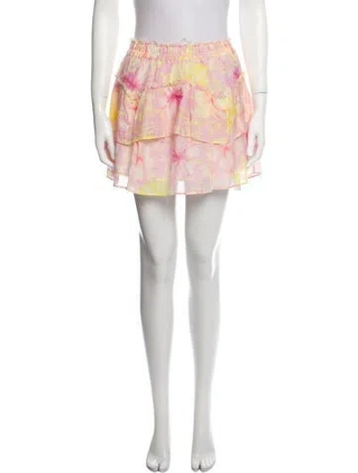 Pre-owned Loveshackfancy Floral Print Mini Skirt In Pink