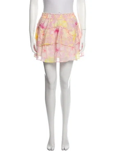 Pre-owned Loveshackfancy Floral Print Mini Skirt In Pink