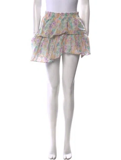 Pre-owned Loveshackfancy Floral Print Mini Skirt In Pink