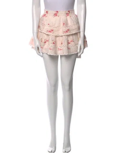 Pre-owned Loveshackfancy Floral Print Mini Skirt In Pink