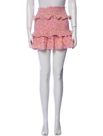 Pre-owned Loveshackfancy Floral Print Mini Skirt In Pink