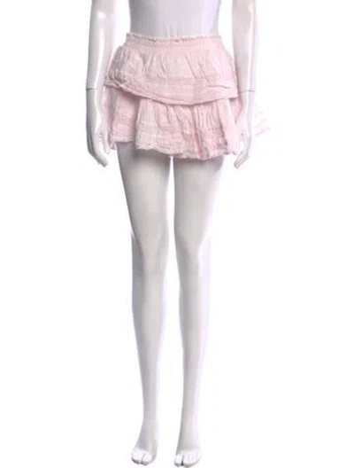 Pre-owned Loveshackfancy Floral Print Mini Skirt In Pink