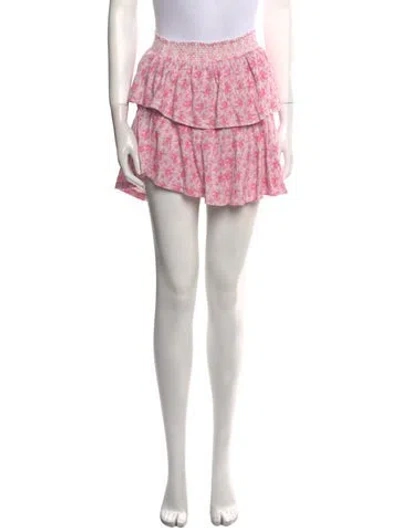 Pre-owned Loveshackfancy Floral Print Mini Skirt In Pink