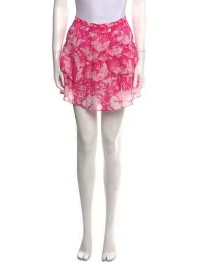 Pre-owned Loveshackfancy Floral Print Mini Skirt In Pink