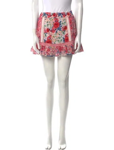 Pre-owned Loveshackfancy Floral Print Mini Skirt In Pink