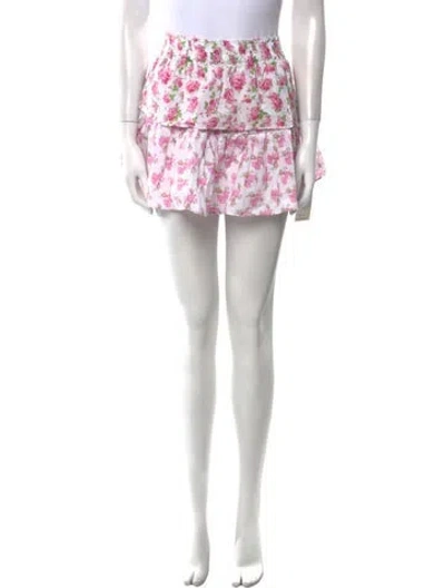 Pre-owned Loveshackfancy Floral Print Mini Skirt In Pink