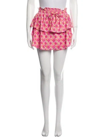 Pre-owned Loveshackfancy Floral Print Mini Skirt In Pink