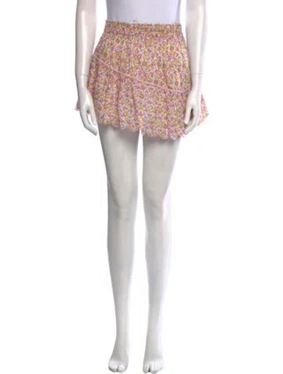 Pre-owned Loveshackfancy Floral Print Mini Skirt In Pink