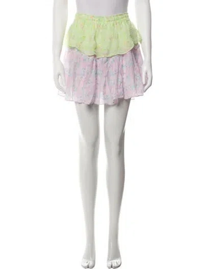 Pre-owned Loveshackfancy Floral Print Mini Skirt In Pink