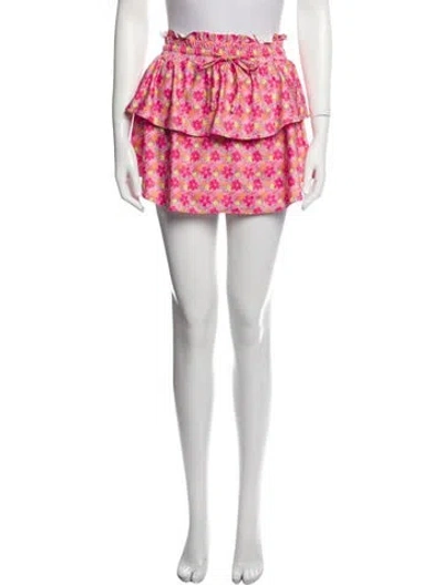 Pre-owned Loveshackfancy Floral Print Mini Skirt In Pink