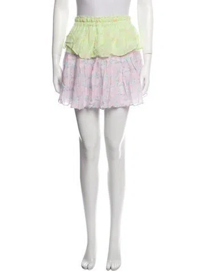Pre-owned Loveshackfancy Floral Print Mini Skirt In Pink