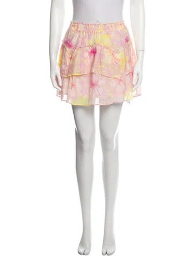 Pre-owned Loveshackfancy Floral Print Mini Skirt In Pink