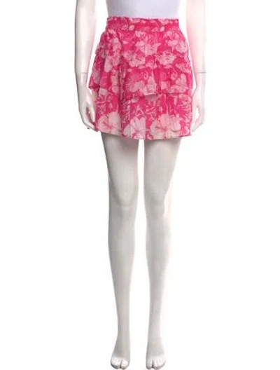 Pre-owned Loveshackfancy Floral Print Mini Skirt In Pink