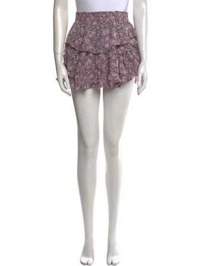 Pre-owned Loveshackfancy Floral Print Mini Skirt In Pink