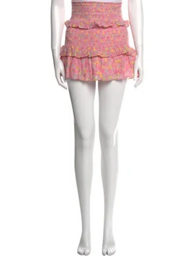 Pre-owned Loveshackfancy Floral Print Mini Skirt In Pink