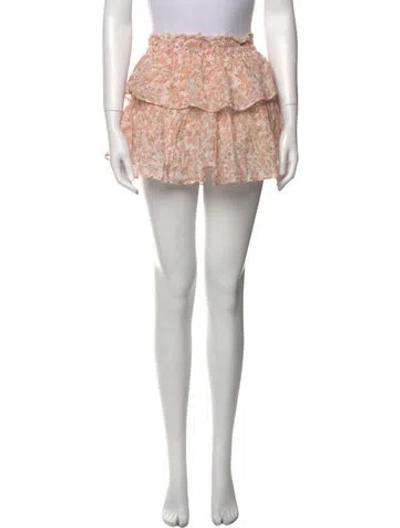 Pre-owned Loveshackfancy Floral Print Mini Skirt In Pink