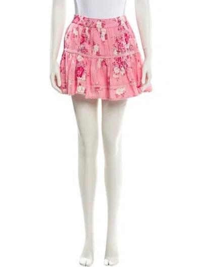 Pre-owned Loveshackfancy Floral Print Mini Skirt In Pink