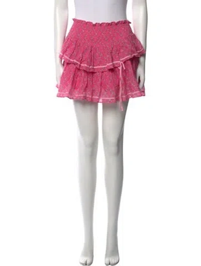 Pre-owned Loveshackfancy Floral Print Mini Skirt In Pink