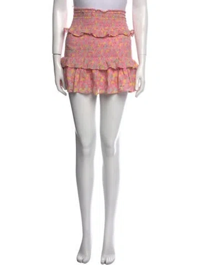 Pre-owned Loveshackfancy Floral Print Mini Skirt In Pink