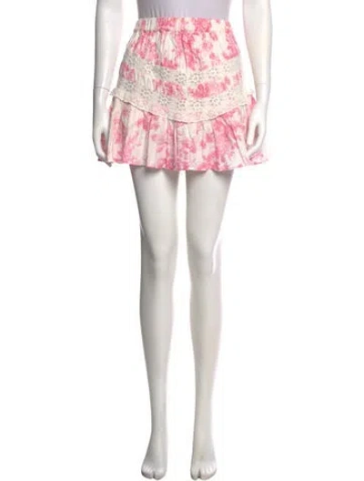 Pre-owned Loveshackfancy Floral Print Mini Skirt In Pink