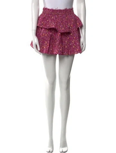 Pre-owned Loveshackfancy Floral Print Mini Skirt In Pink