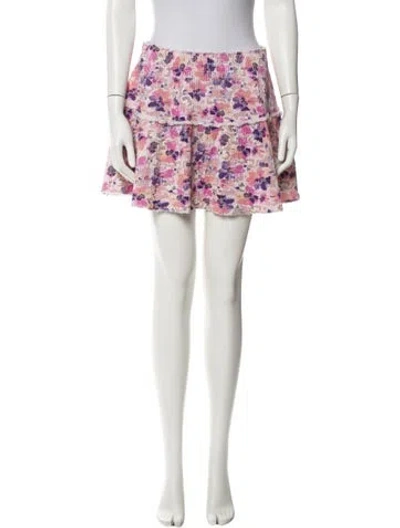 Pre-owned Loveshackfancy Floral Print Mini Skirt In Pink