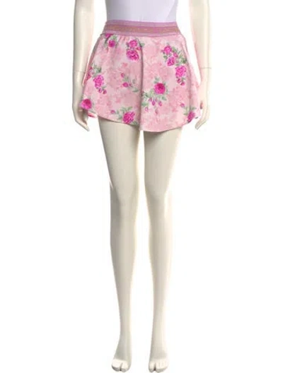 Pre-owned Loveshackfancy Floral Print Mini Skirt In Pink
