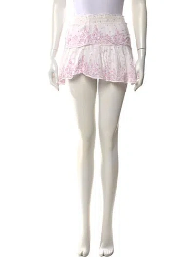 Pre-owned Loveshackfancy Floral Print Mini Skirt In Pink