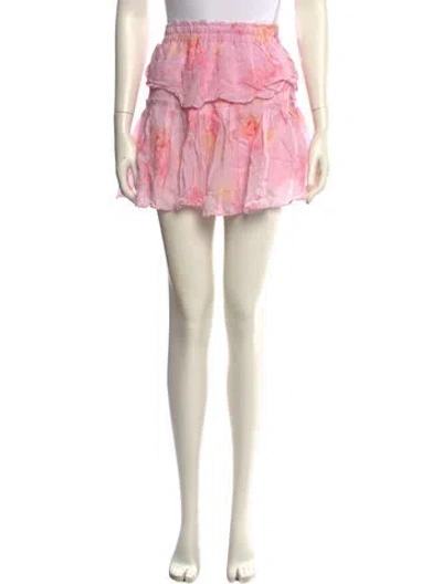 Pre-owned Loveshackfancy Floral Print Mini Skirt In Pink