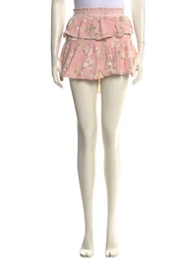 Pre-owned Loveshackfancy Floral Print Mini Skirt In Pink