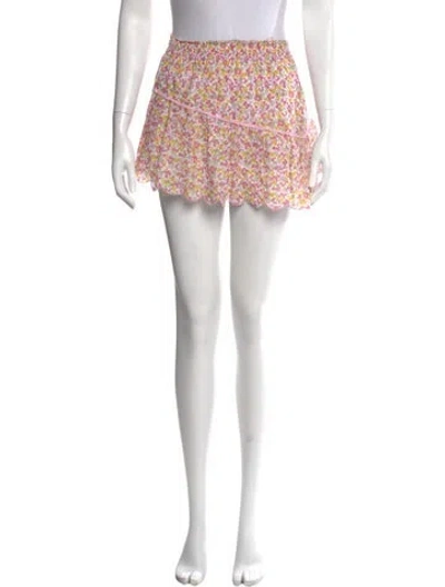 Pre-owned Loveshackfancy Floral Print Mini Skirt In Pink